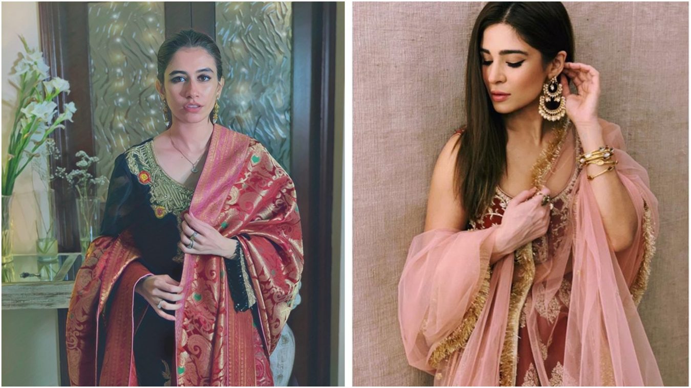how to wear shawl with dupatta
