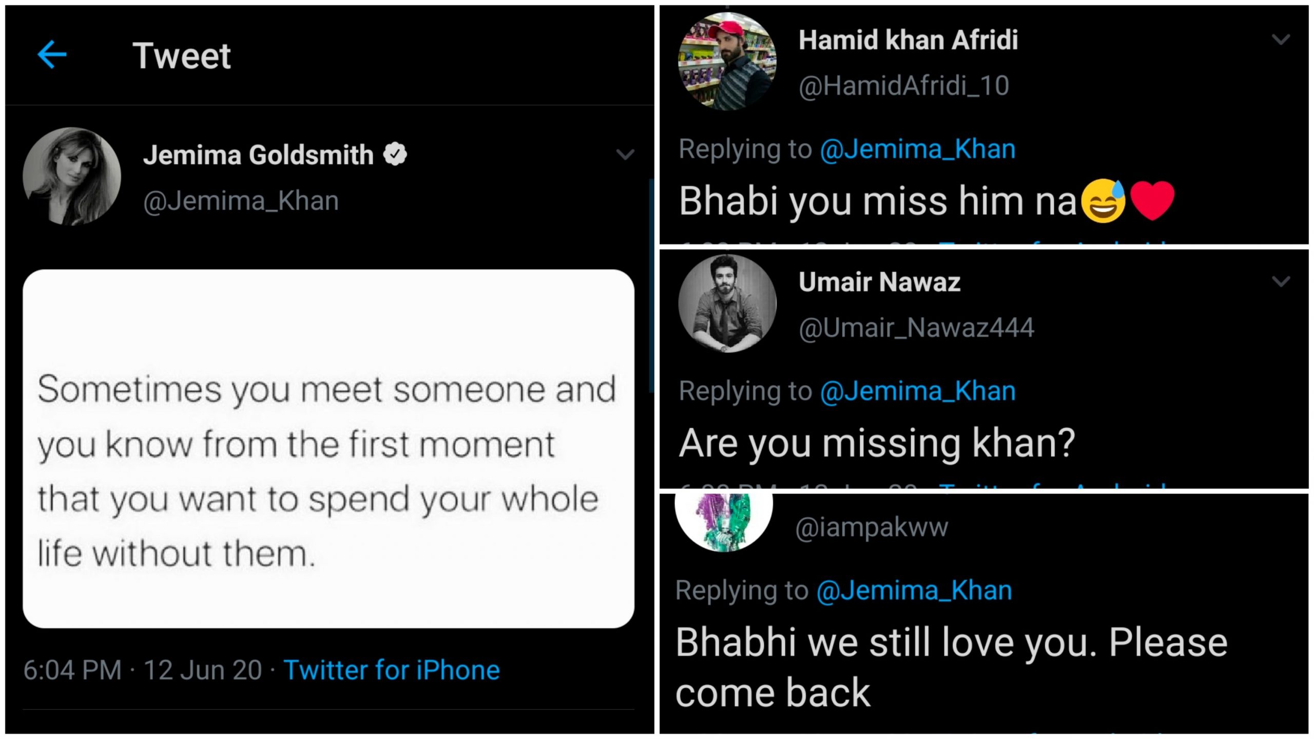 Tweets About Missing Someone People Can't Help But Miss The Point After Jemima Khan Tweets A Simple  Quote! - Diva Magazine